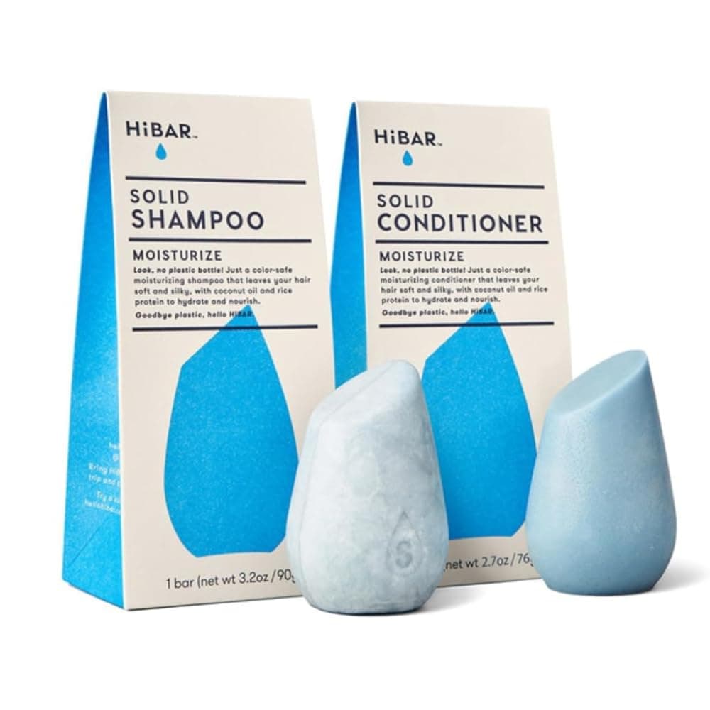 HiBAR Moisturize Shampoo & Conditioner Set, 2 Solid Bars