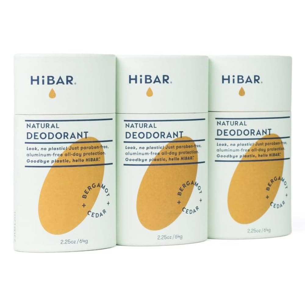HiBAR Plastic Free Deodorant, Bergamot & Cedar, 3 Pack