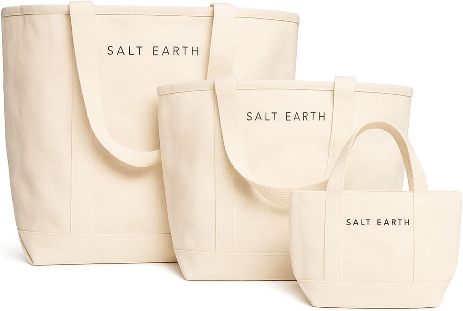 Salt Earth Cotton Tote Bag Set, Natural, 3 Pack