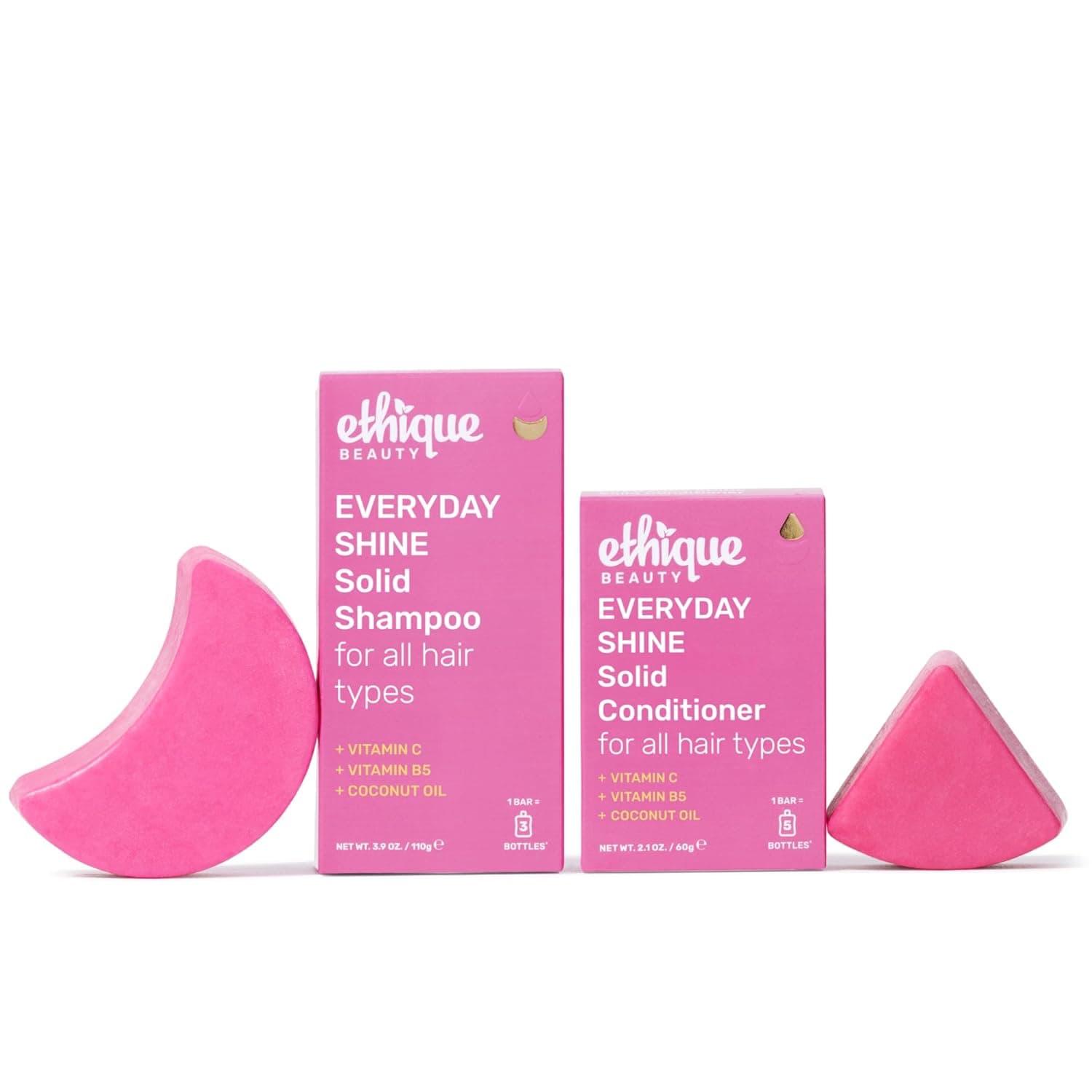 Ethique Beauty Everyday Shampoo & Conditioner Bar Set for Shiny Hair with Vitamin C