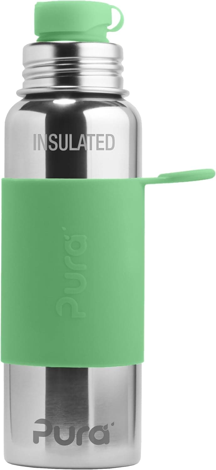 Pura Insulated Stainless Steel Sport Water Bottle, Moss, 22oz
