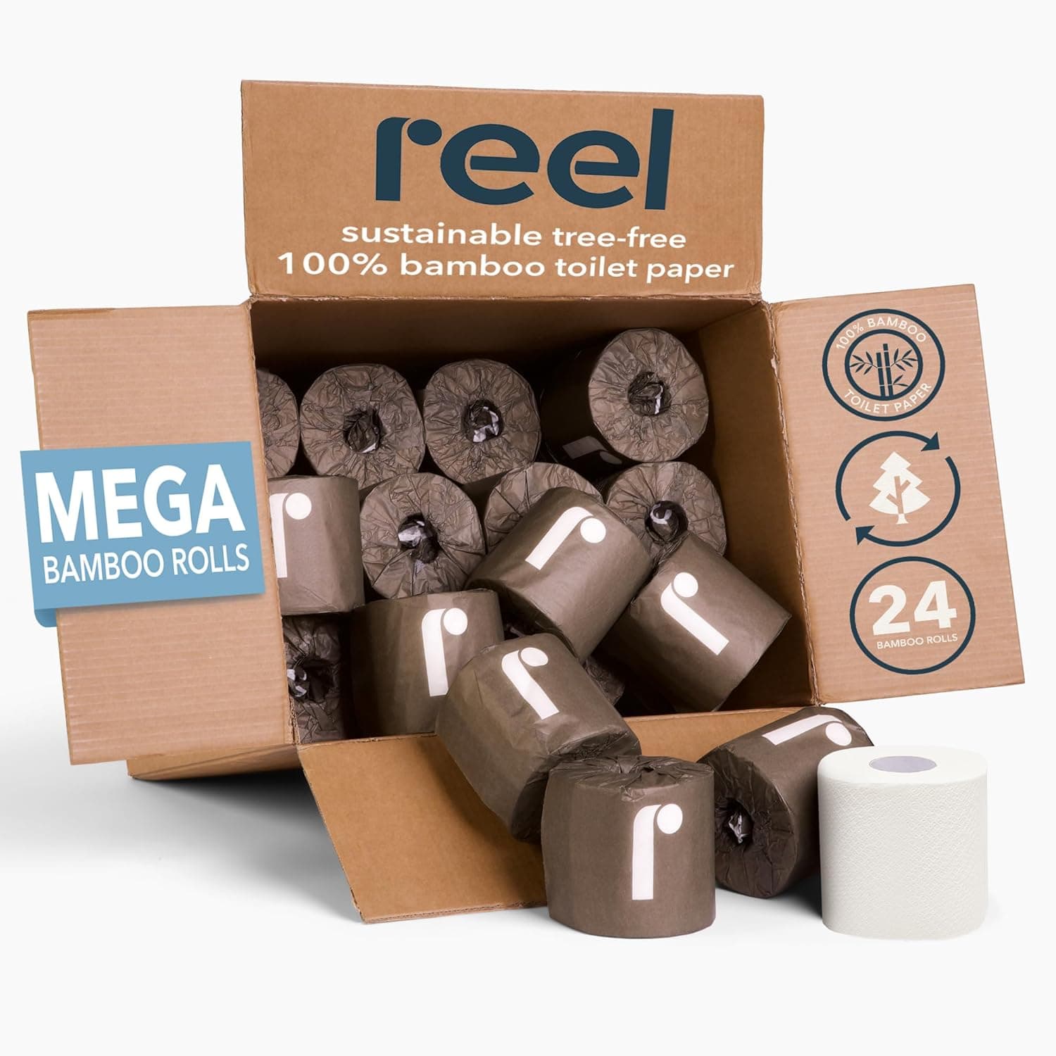 Reel Premium Toilet Paper - Zero Plastic Packaging, 24 Rolls