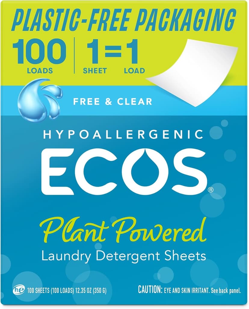 ECOS Laundry Detergent Sheets, Free and Clear, 100 Count