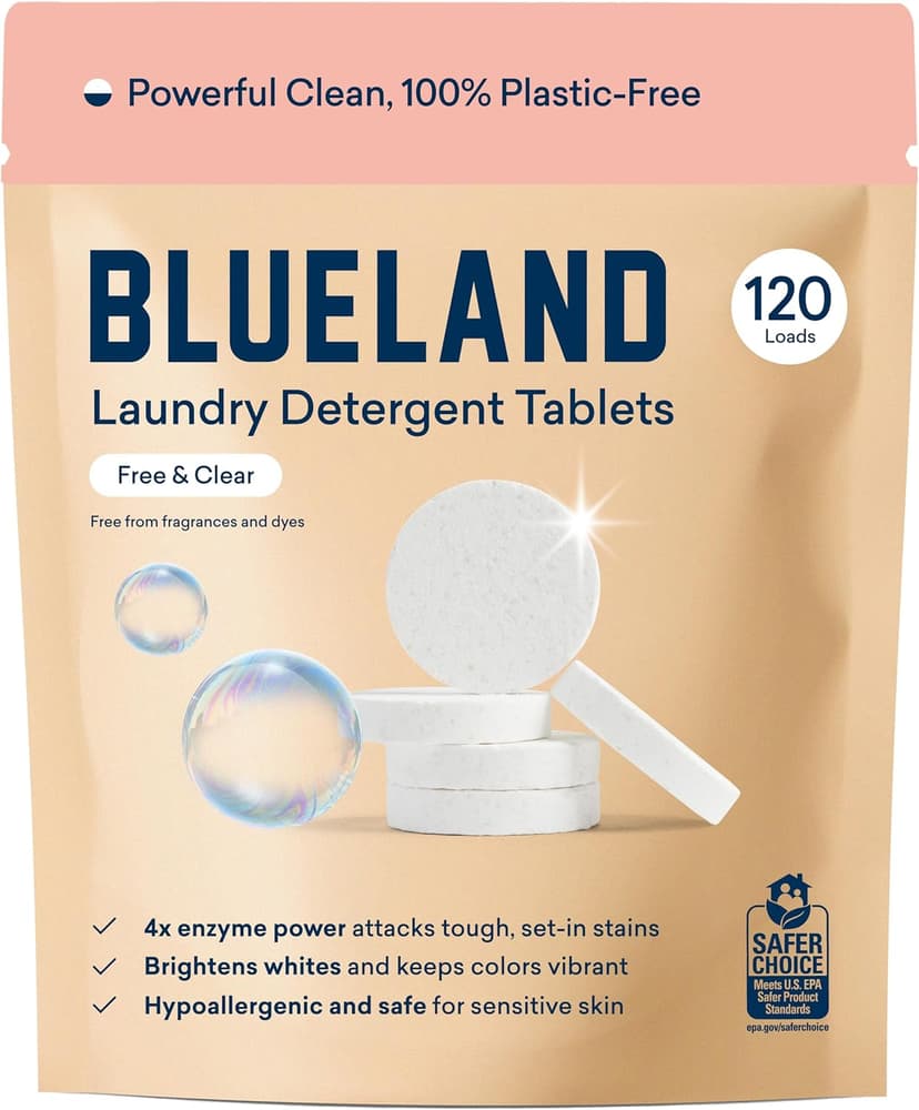 BLUELAND Laundry Detergent Tablets, Free and Clear, 120 Count